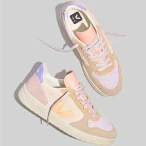 NEW Veja Women V-10 Suede Multico Peach Lavender Sneakers Shoes size 39 US 8